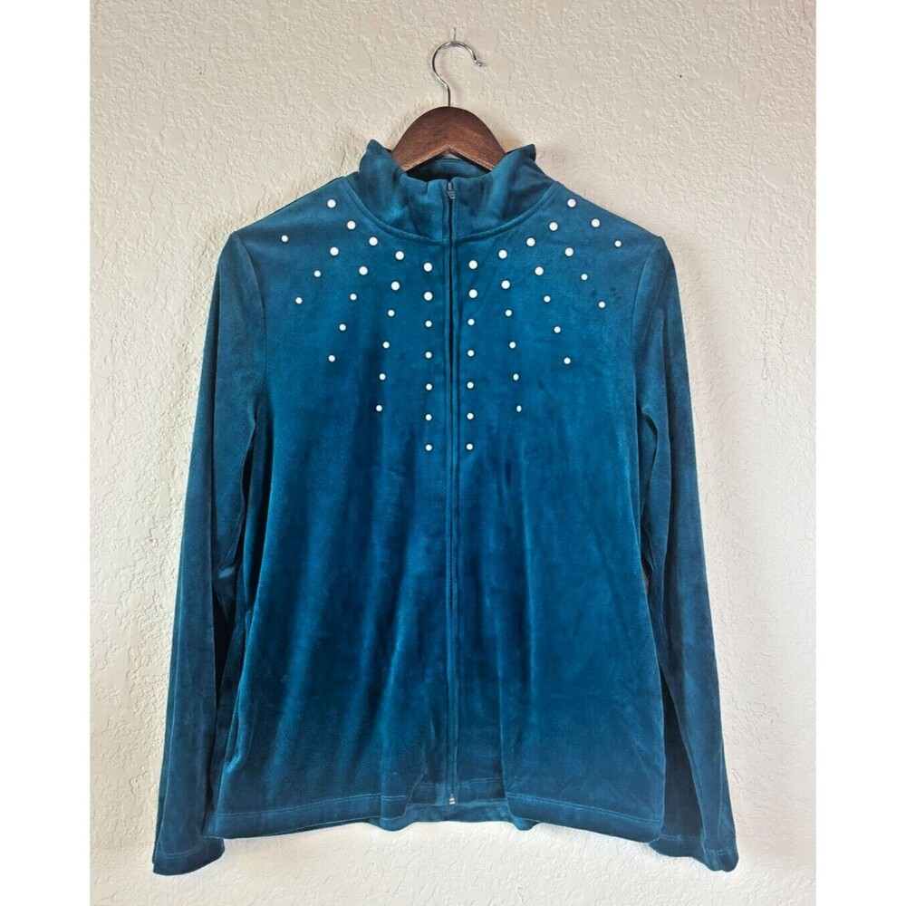Rebecca Malone Velour Teal Full Zip Tracksuit Set - Size Medium